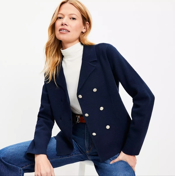 LOFT Double breasted Sweater Blazer - Picture 1 of 7